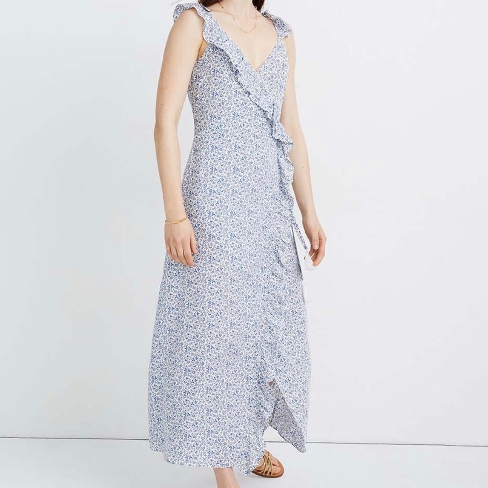 Madewell Vintage Parchment Vine Floral Ruffle Wrap Maxi Dress Sz 16, 22, 24 NWT
